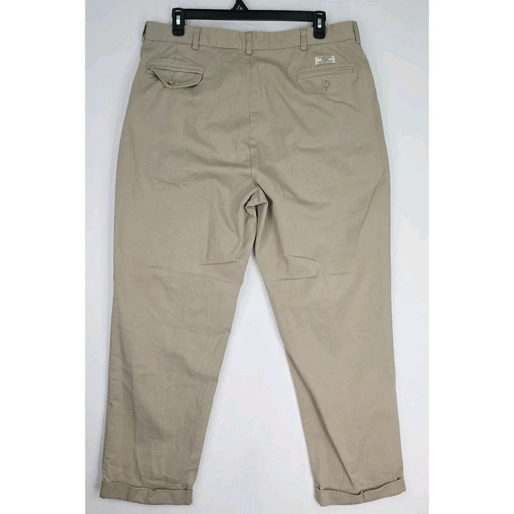 VTG Polo Ralph Lauren Hammond Pants Men 40X32 (Fit 38X31.5) Beige Pleated Cuffed
